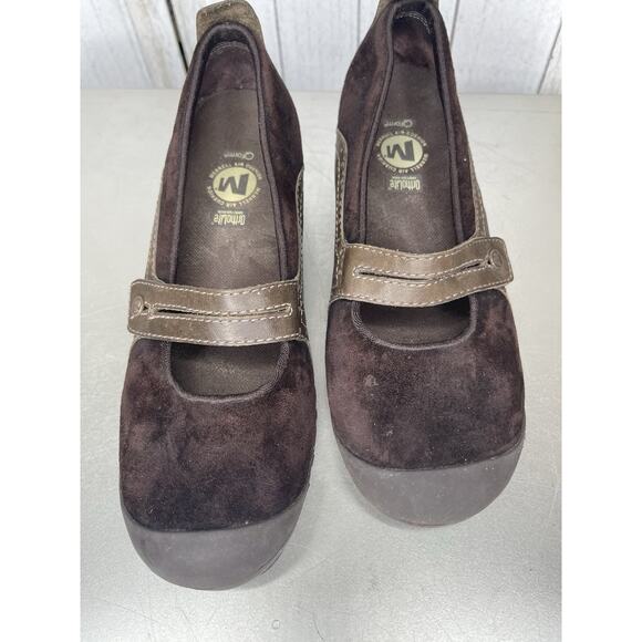 Merrell Shoes Women’s Brown Suede Plaza Bandeau Mary Jane Slip On Wedge Size 7.5 - Picture 2 of 7